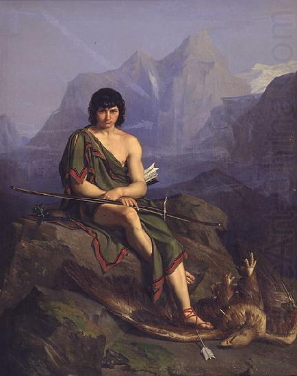 Heinrich Eddelien En bueskytte der hviler efter at have drabt en orn china oil painting image